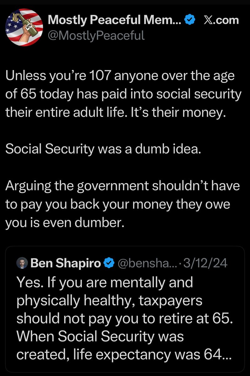 russ62960450's tweet image. Here’s some truth for you: the average boomer paid in more to the Social Security system than they will get back. Be mad at Congress: if they hadn’t used the social security pot as a slush fund but instead mandated that it be invested in index funds, the money would have grown…