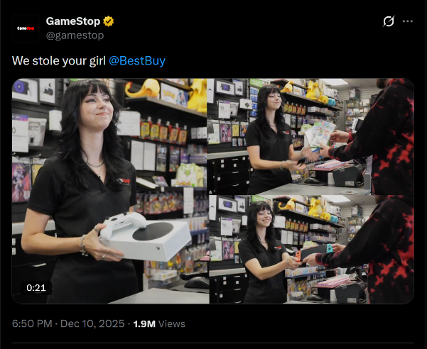 cryptoboltz's tweet photo. Took a gamble on $RILIE, called early on Discord at 40K, and it's looking like a sender. Thesis: Best Buy featured this girl in its ad, and now GameStop featured the same girl, but the twist is GameStop called out Best Buy saying they stole their girl. Let's see if Best Buy responds.

9cu2U81Ucj7eTgRoTmsWM3RuTcpEpqn9WPn9tZuspump

https://t.co/NfqoO0LtzW

https://t.co/XpdDwaEohm

https://t.co/a3vt9U1xia