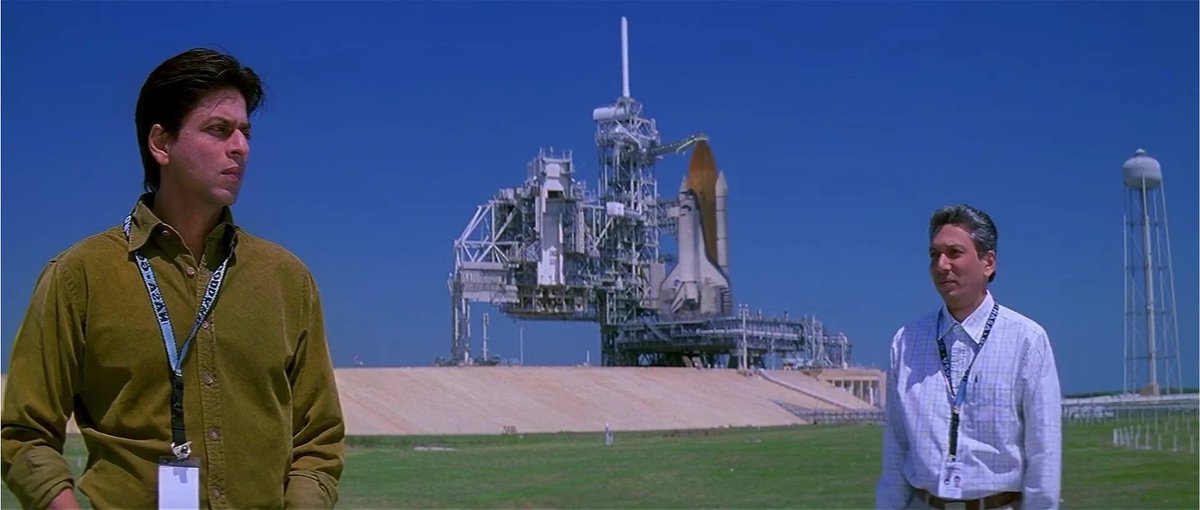 Astro_Neel's tweet photo. Till date the only Bollywood movie to have been shot in a NASA facility.

These pics are from Launchpad 39A of Kennedy Space Centre, Florida - about a year after the Columbia Space Shuttle disaster (that took the life of Kalpana Chalwa and her 6 crewmates).

The amount of clearances they had to  acquire to shoot a couple minutes of content from afar is still astounding to this date.