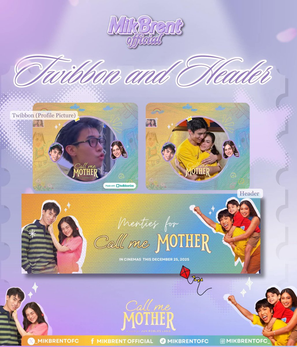 _MikBrentOFC's tweet photo. Hello, MENTies! As we draw closer to the premiere of this year’s most anticipated family film, we step boldly into a new era of undeniably mothering support for Call Me Mother. 

Today, we proudly unveil our new header and twibbon, crafted not just as promotional pieces, but as little badges of love, pride, and belonging. 

Wear them proudly, MENTies. The story begins in the cinemas, but the movement starts right here, right now. 

Let the mothering begin!💟

🔗: https://t.co/RkOFxOFBVh