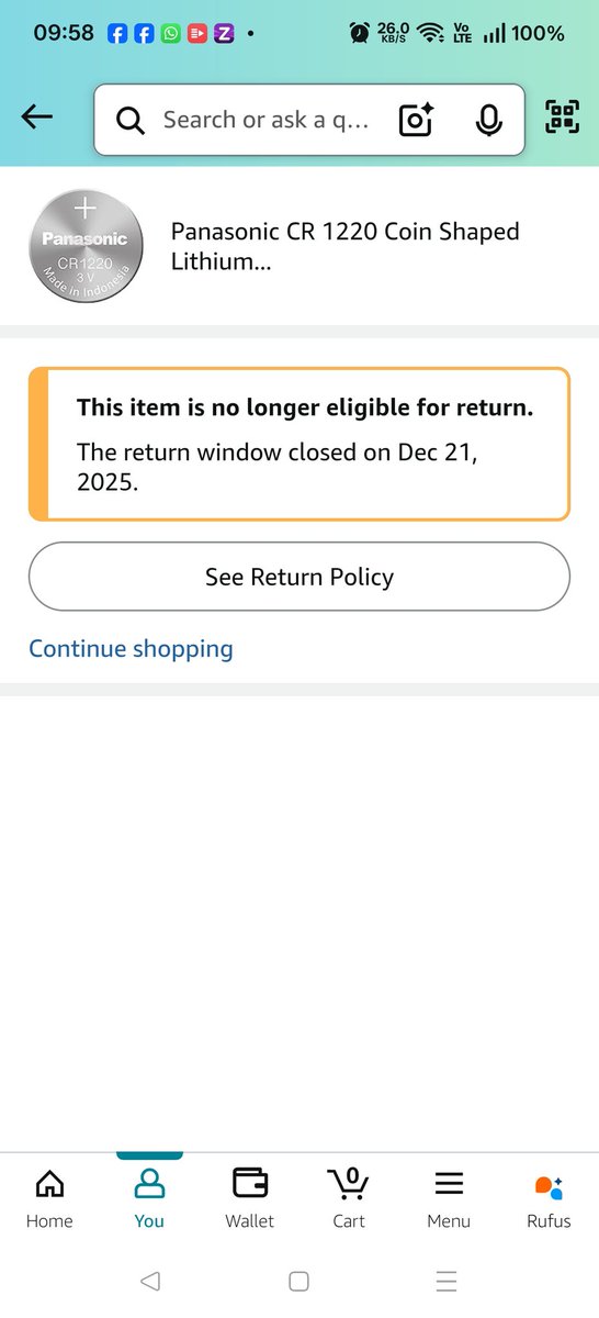 bipulverma's tweet photo. Dear #AmazonIndia how are you able to close the return policy on 11th December 2025, stating it closed on 21 Dec 2025. #amazon #froud. #client #cheating https://t.co/ldXRxXW7YQ