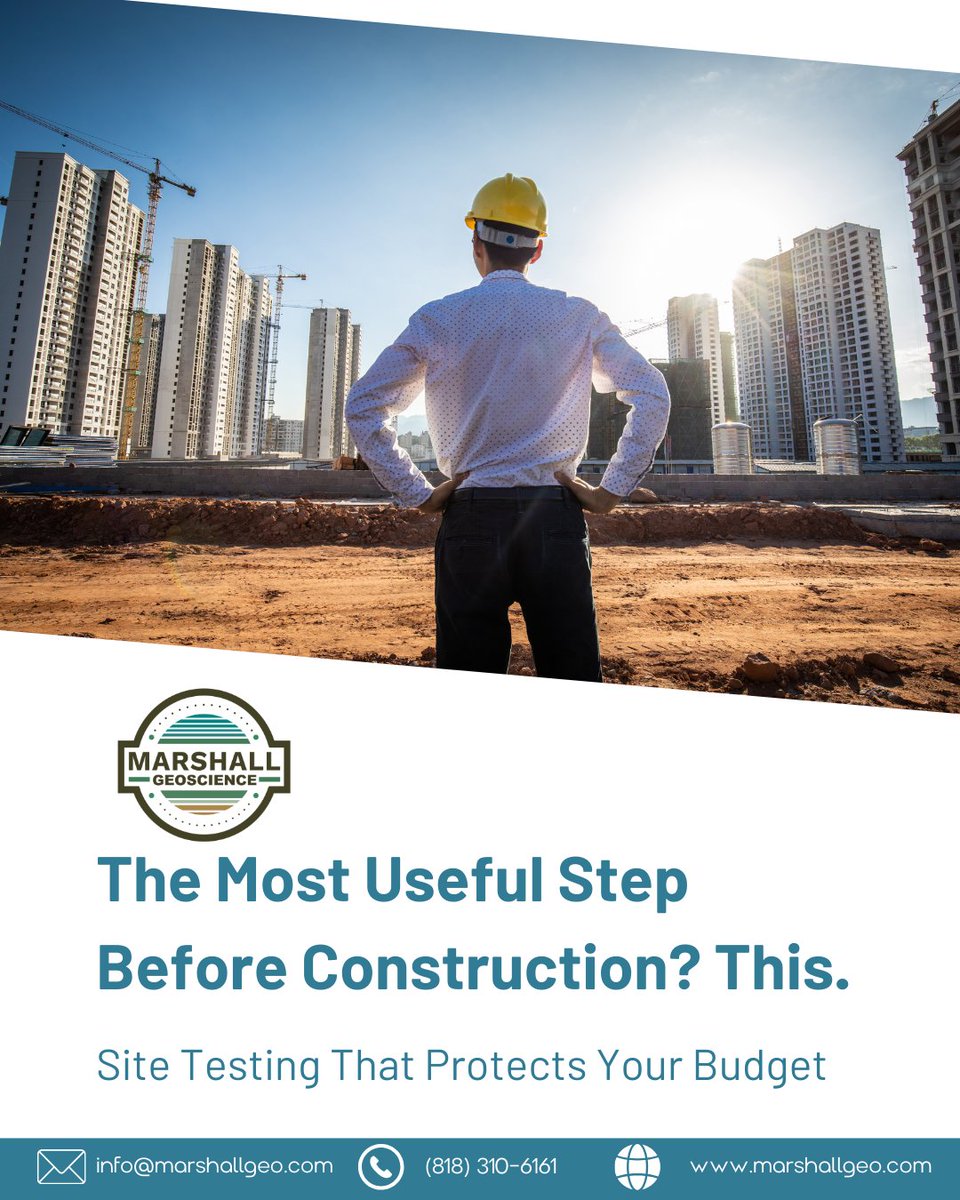 MarshallGeoSc's tweet image. Useful advice: test the soil before you design anything! 🔬

#soiltesting #geotechnicalengineering #marshallgeo #designsmart #foundationplan #reduce risk 

See how we support your site → marshallgeo.com 🛠️

📞 Call: (818) 310-6161

📧 Mail: info@marshallgeo.com