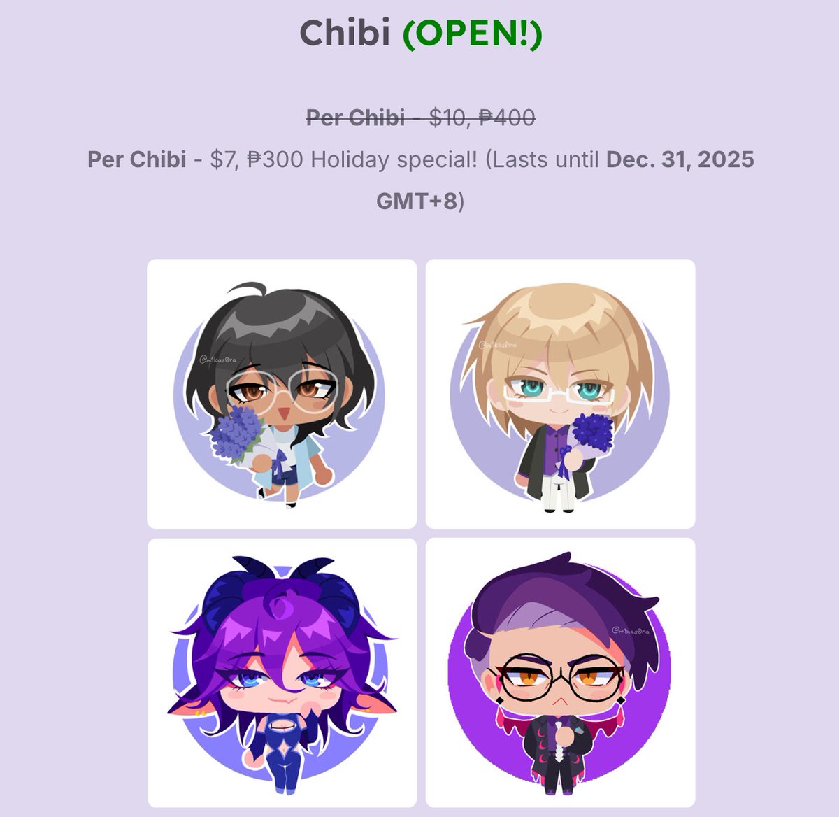 m1kas0ra's tweet image. Hello everynyan i have chibis... Lil guys. :} holiday discount thingie that lasts until dec 31

Cardd -&amp;gt; m1kas0racomm.carrd.co