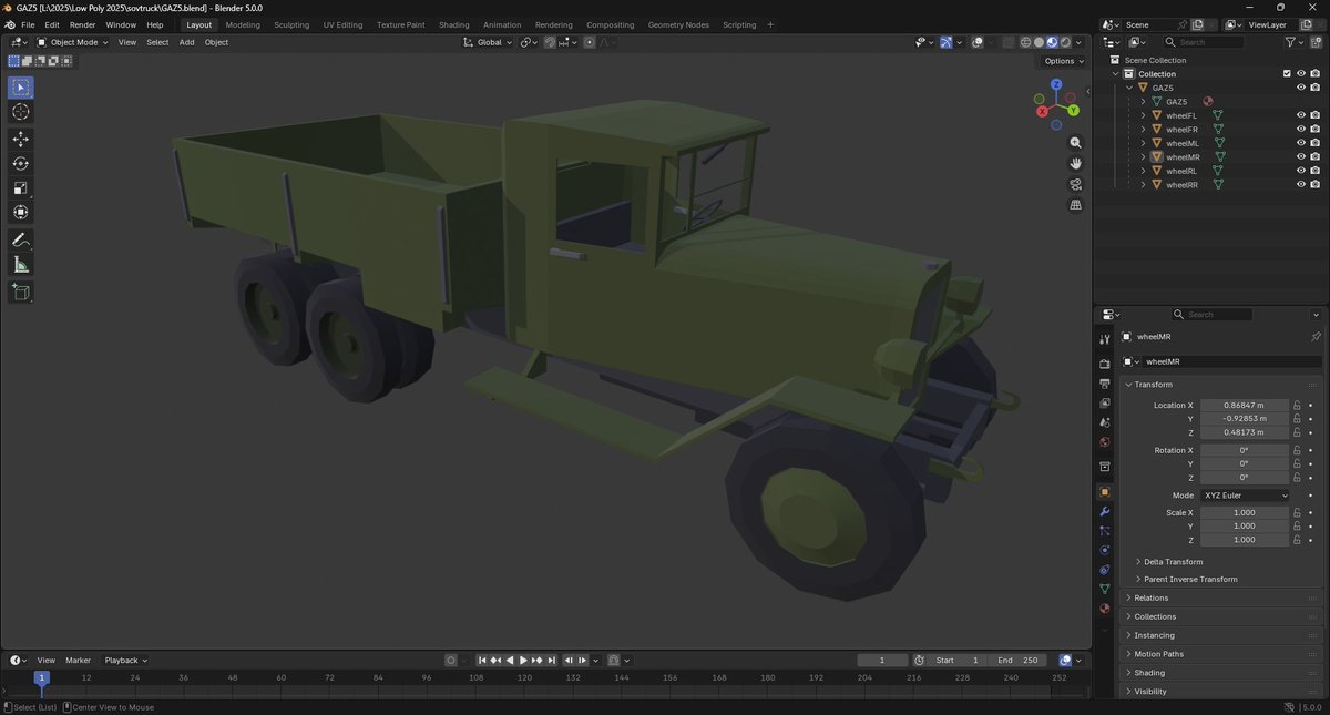 jeff19149's tweet photo. Built the GAZ-AAA today, the 6×4 heavy version of the GAZ-AA used all over the Eastern Front.
Another piece for the growing WW2 set.
#gamedev #cogsofwar #lowpoly https://t.co/7qQiUtZCEu