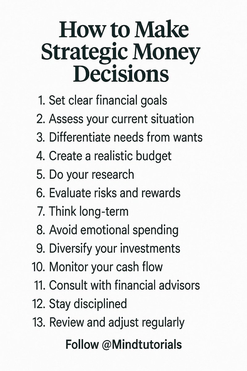 Mindtutorials's tweet image. How to Make Strategic Money Decisions