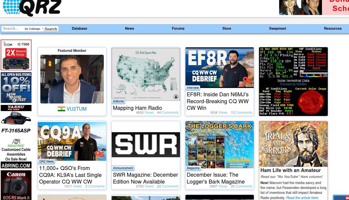 On front page of QRZ.com today