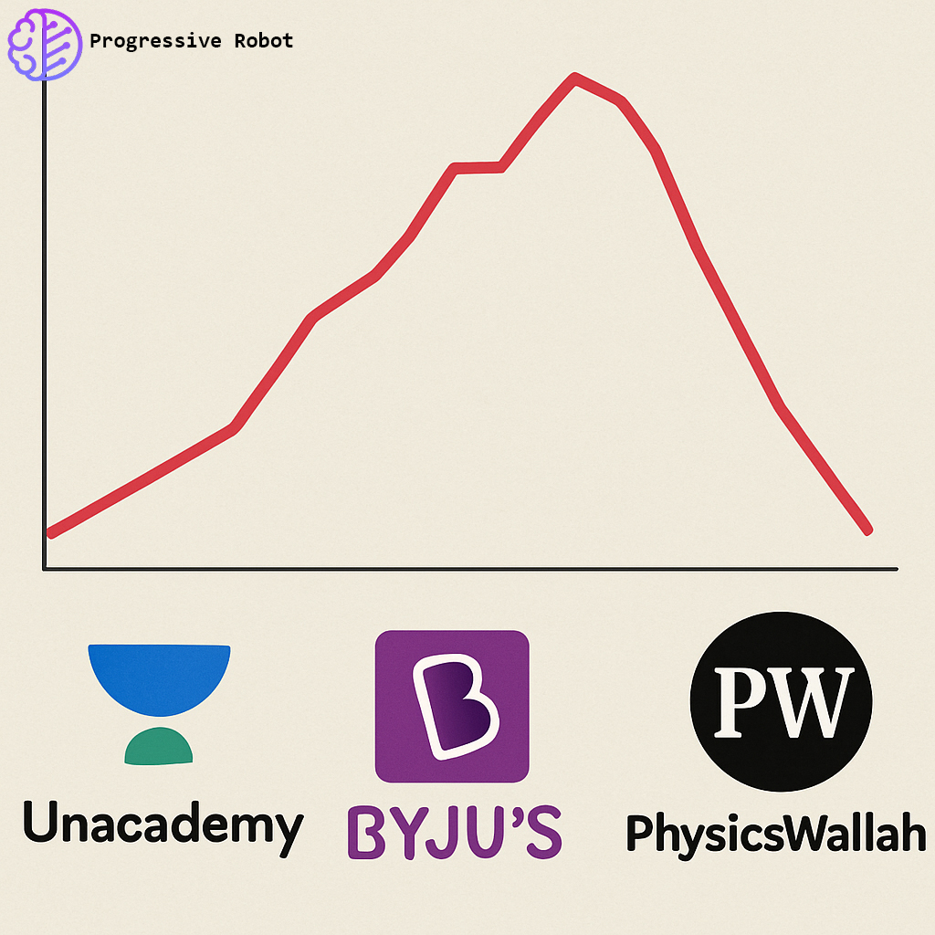 ProgresiveRobot's tweet image. Unacademy, once valued at $3.5 billion, is now worth less than $500 million. CEO Gaurav Munjal confirmed M&amp;amp;A talks and admitted to shrinking demand, intensified competition, and internal turmoil. India&apos;s edtech landscape has undergone significant changes.
#Unacademy #Edtech