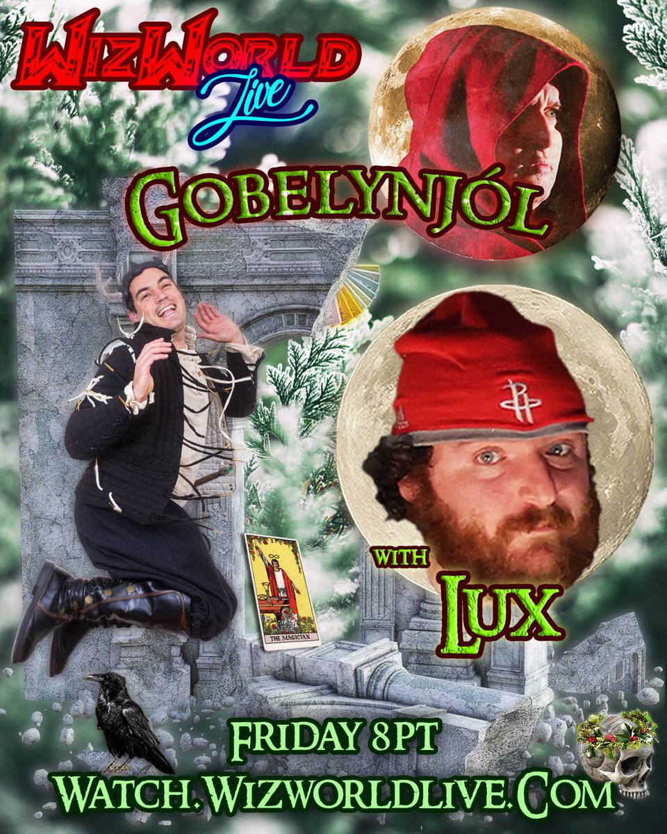 WizWorldLive's tweet photo. Glad Wednesday, mortals! Rejoice, for this Friday at 8PT, we celebrate GOBELYNJÓL! Our dearest goblin friend Slurs the Toilet (aka @Tail_boi  ) shall share gay tidings of the goblins’ Wintry holiday. Bring thy finest trash, &amp; a sense of gleeful curiosity, with ye for GOBELYNJÓL! https://t.co/2idgByK0ND