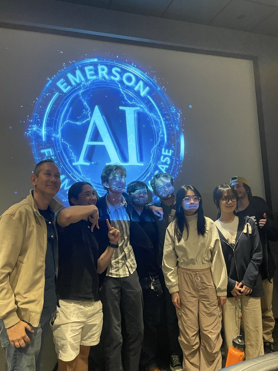 stuartacher's tweet photo. @KevinBright (producer of Friends) saw my AI short #NextStopParis  — asked me to teach AI @EmersonCollege. Heres our final showcase—killer Q&amp;A on story, ethics, and workflow, made it clear: whatever the future holds…these students are ready for it. 🎬✨

https://t.co/ftOrIhDxUq https://t.co/xphJQNF6w4