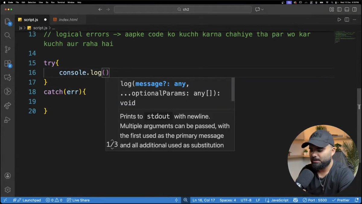_Sourav_Sanjay_'s tweet image. Day 62 of Cohort 2.0💡

Dived into Error Handling in detail in JS.

🎯 Types of Errors
🎯 try-catch-finally
🎯 Error object
🎯 Create custom errors in JS.

@sheryians_ @harshbhaiyaa #100DaysOfCode #javascriptlearning #cohort2