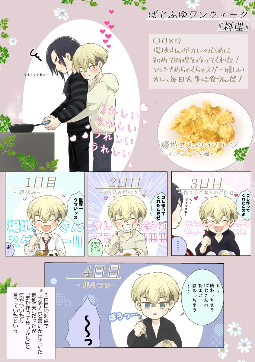 #ばじふゆワンウィーク
お題「料理」
初めて作ってもらってうれしいうれしいうれしい の
ばじふゆ🐺❄️