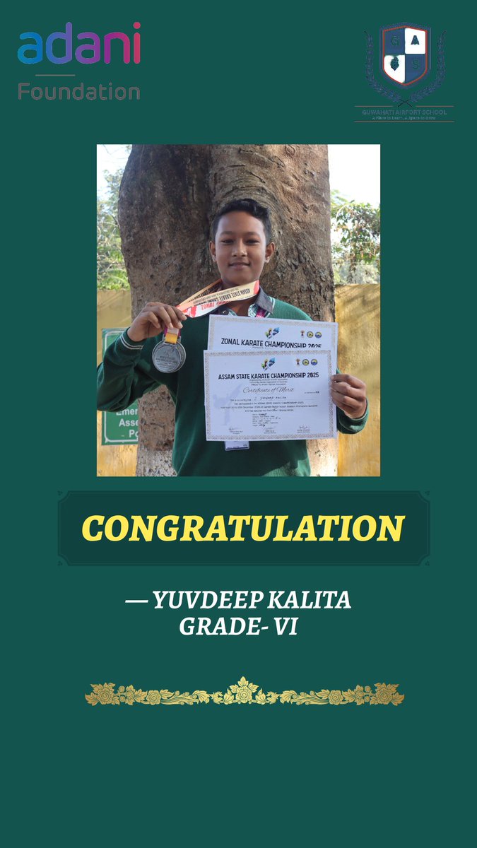 Guwahati1977GAS's tweet image. ✨ Proud Moment for Our School! ✨
Our talented students have brought glory by securing Gold, Silver, and Bronze medals at the State Level Karate Championships 2025–26! 🥇🥈🥉

#KarateChampionship #StateLevel #ProudMoment #adanischools #AdaniFoundation #aplacetolearnaspacetogrow