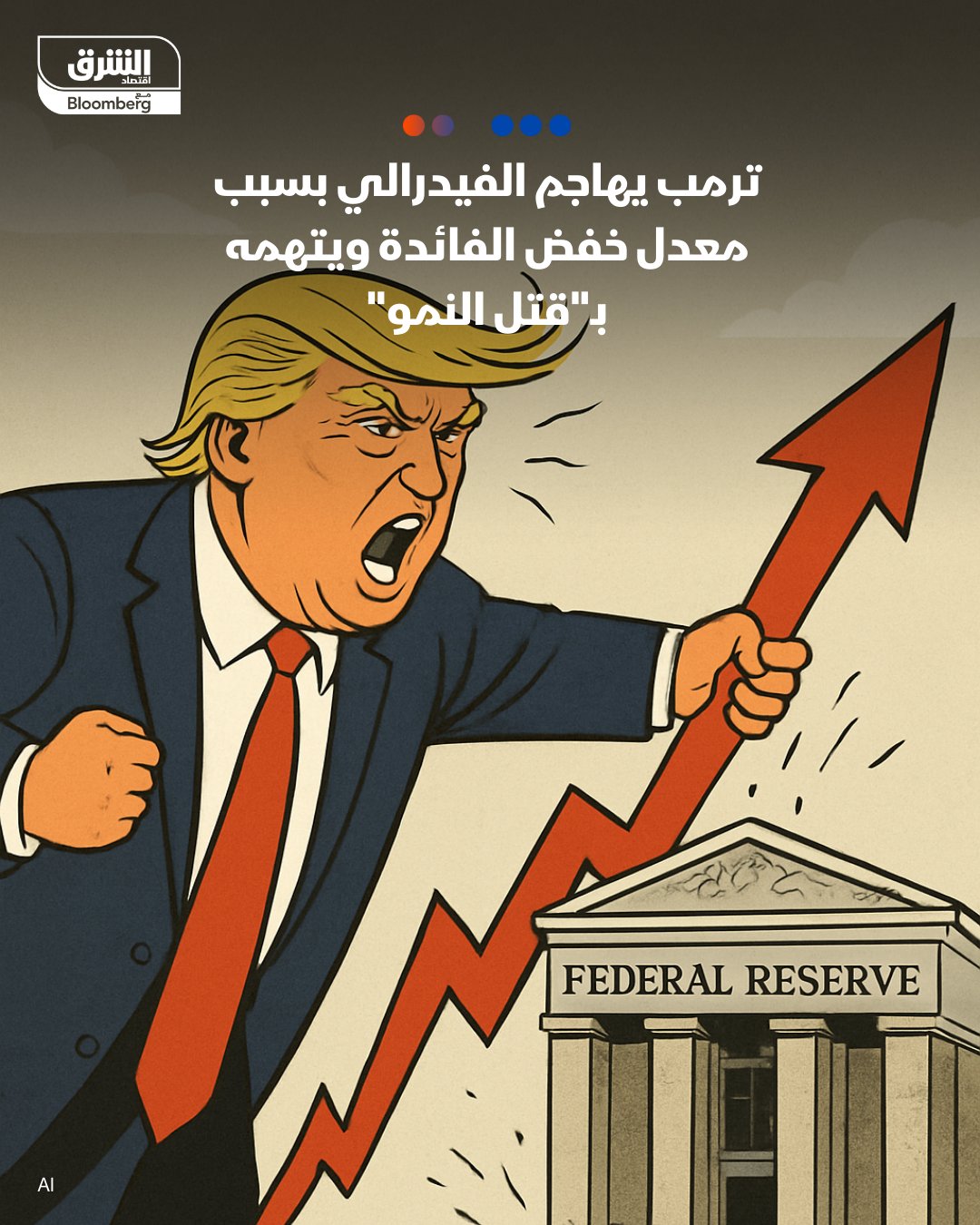 ترمب يهاجم الفيدرالي بسبب معدل خفض الفائدة ويتهمه بـ"قتل النمو". وصف ترمب الخفض البالغ ربع نقطة مئوية بأنه "رقم صغير نوعاً ما كان يمكن أن يُضاعف على الأقل". هدد ترمب بإقالة محافظين في الفيدرالي عيّنهم سلفه الرئيس جو بايدن. يجري ترمب مقابلات مع مرشحين محتملين لخلافة باول 