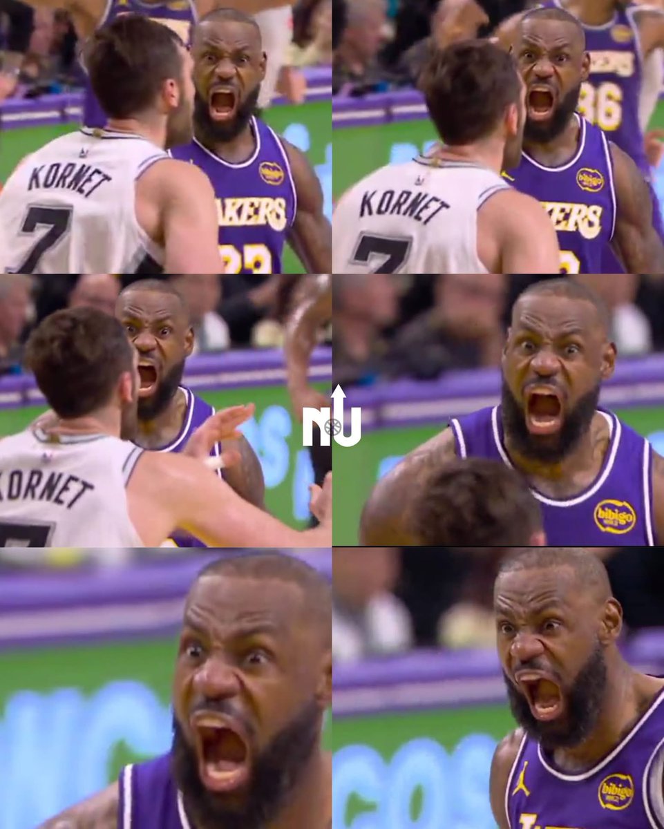 LeBron James literally screamed in Kornet’s face for 5 straight seconds😭