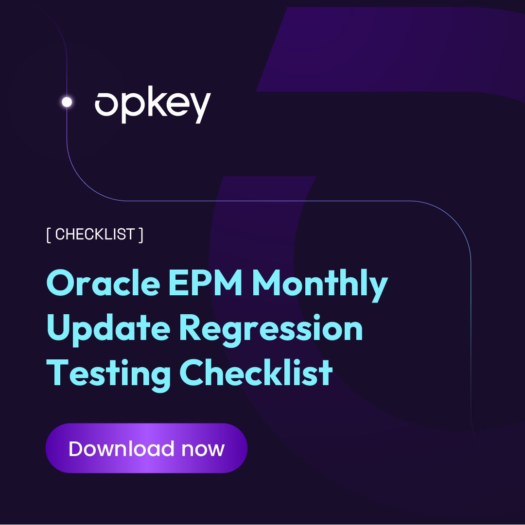 OpkeyAI's tweet photo. Monthly Oracle EPM updates don’t wait. The real question… do you have a regression plan that keeps things running clean? 

If not, this checklist gives you the essentials &amp; shows how Opkey helps teams stay steady.
https://t.co/YyQebU4KQ1 https://t.co/W9M8eoRjM3