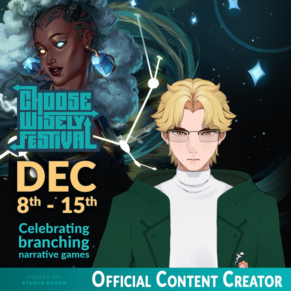 I'm very late in announcing this but I am also a content creator for Choose Wisely Festival 💚

I was invited by InEv Games to join this event and will be playing their game Livber: Smoke and Mirrors on stream. 

#ChooseWiselyFestival