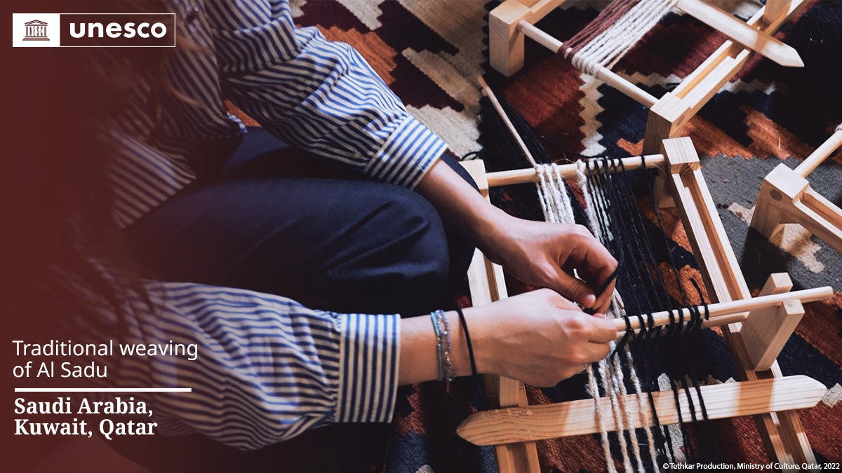 🔴 BREAKING

New inscription on the #IntangibleHeritage List (extension): Traditional weaving of Al Sadu.

Congratulations #Qatar🇶🇦 to join #SaudiArabia🇸🇦 &amp; #Kuwait🇰🇼!

unes.co/20ich #LivingHeritage
