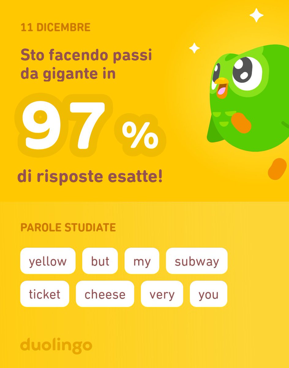 Sto studiando inglese su Duolingo! È gratis, efficace e divertente.