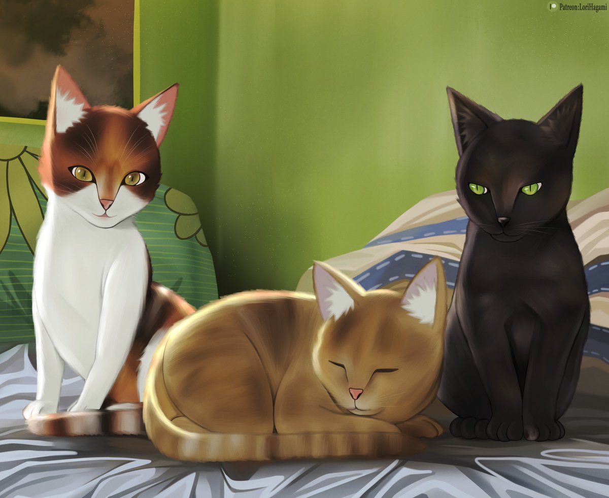 officialwaysofd's tweet photo. @polyaaaax The three cats (Lizzie, Sophie, Cira) of Metalhead33 (creator of Ways of Darkness), by @GiayWibu 💙💛🐱😻 https://t.co/Y2uwFwQdsY
