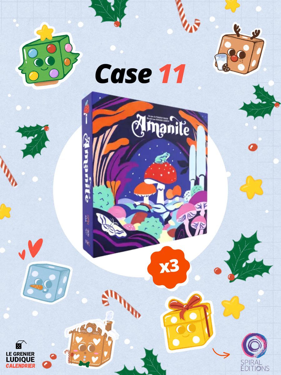 GrenierLudique's tweet image. 🔴 #CalendrierDuGrenier | Case 11

🎁 À gagner : 1 x #Amanite
➡️ RT + Follow @GrenierLudique &amp;amp; @SpiralEditions

Ouvert à 🇫🇷 &amp;amp; 🇧🇪
✅ TAS le 13/12/25 - 20H (#Concours sur FB et IG également cf image)
ℹ️ Plus d'infos en commentaire

#jds #JeuConcours #j2s #bgg #jeudesociete