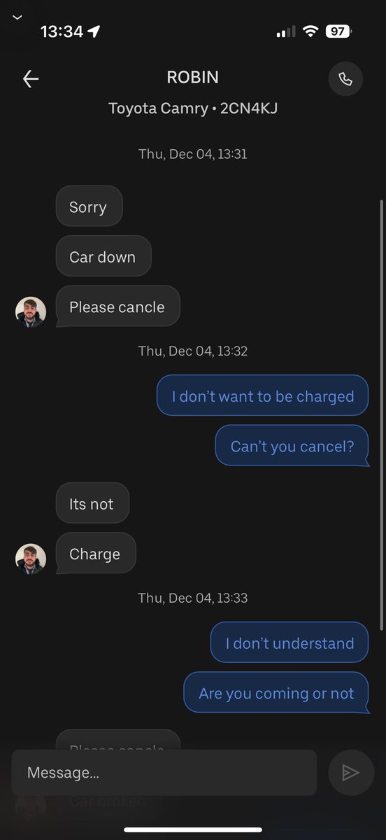 hillzo's tweet photo. @Uber scam alert. Drivers keep getting close then driving on and sending a message asking you to cancel coz they’ve car trouble. It’s not true they just want to collect your cancelation fee. Bloody disgusting #uber #uberscam #uberaustralia https://t.co/8AymvYvYeC