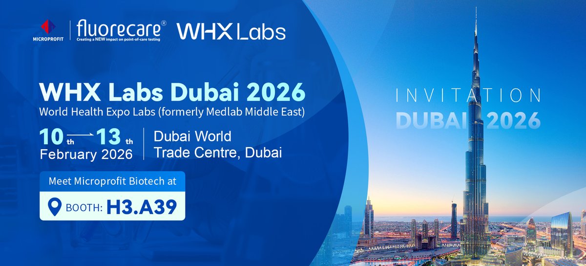 Join us at WHX Labs Dubai 2026 (formerly Medlab Middle East) to explore our latest innovations in rapid testing solutions and our newest diagnostic technologies.

📍 H3.A39 | Feb 10–13, Dubai

See you in Dubai! 🚀🇦🇪

#WHXLabs2026 #Dubai #MedlabMiddleEast #MicroprofitBiotech #IVD
