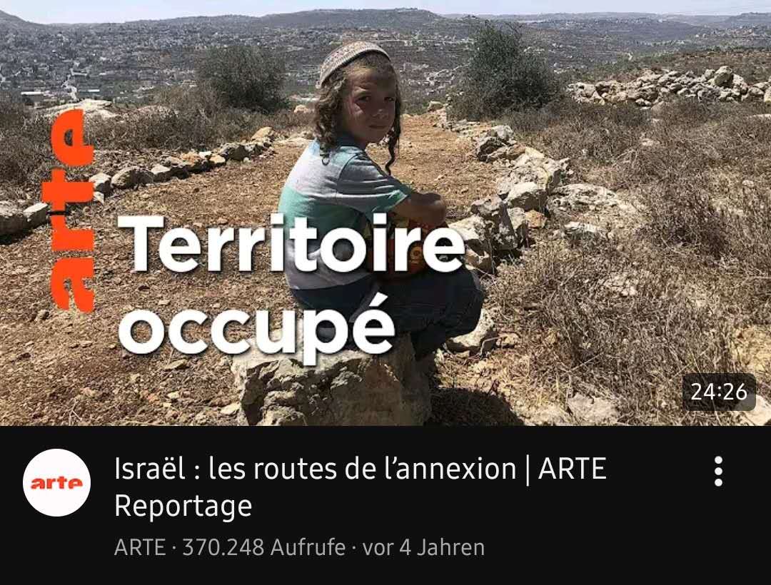 RnaudBertrand's tweet image. Franco-German media Arte, same documentary on the West Bank.

French title: &quot;Occupied territory, the roads of annexation&quot;

German title: &quot;Why is Israel building new roads in the West Bank? New roads for the West Bank&quot;

It&apos;s real. French video: youtube.com/watch?v=guUU-i…. German…