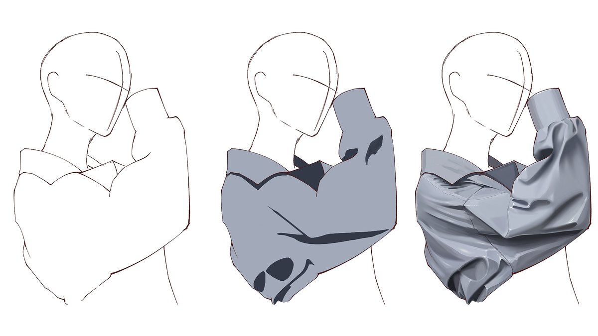 シャツのシワを描く練習～✨