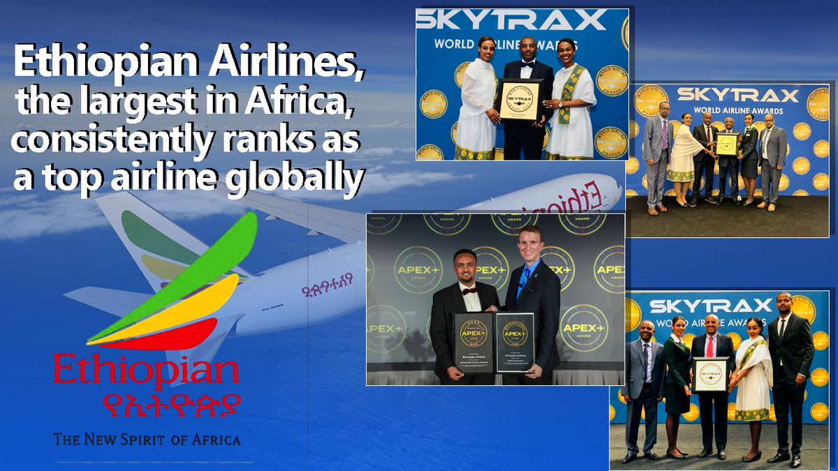 PPromise82045's tweet photo. #Ethiopian Airlines, the largest in #Africa, consistently  ranks as a top airline globally, particularly winning "Best Airline  in Africa" at prestigious #Skytrax and #APEX awards for many  #consecutive years https://t.co/PojvZlRkSr