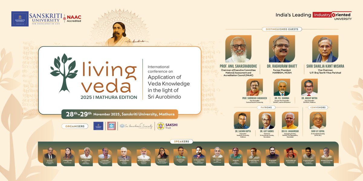 Dr Kishor Kumar Tripathy, Member Secretary, AuroBharati, Sri Aurobindo Society attended the conference and presented a paper on the theme "Moving from Ritual to Realization: Practical Application of Vedic Vision of Yoga and Consciousness as interpreted by Sri Aurobindo."