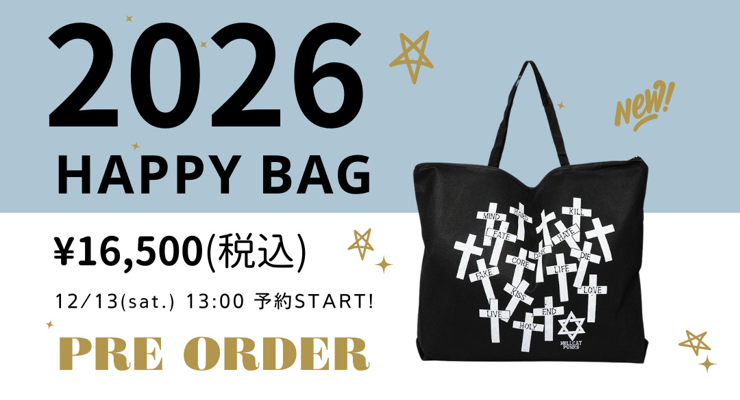 hellcatpunks's tweet image. ◆2026 HAPPY BAG◆
12/13(土) 13:00 予約START!!

HELLCATPUNKSのアイテムをギュッと詰め込んだお得なハッピーバッグ♫

詳細はこちらからご確認ください↓
hellcatpunks.com/i/HCP-HAPPYBAG…