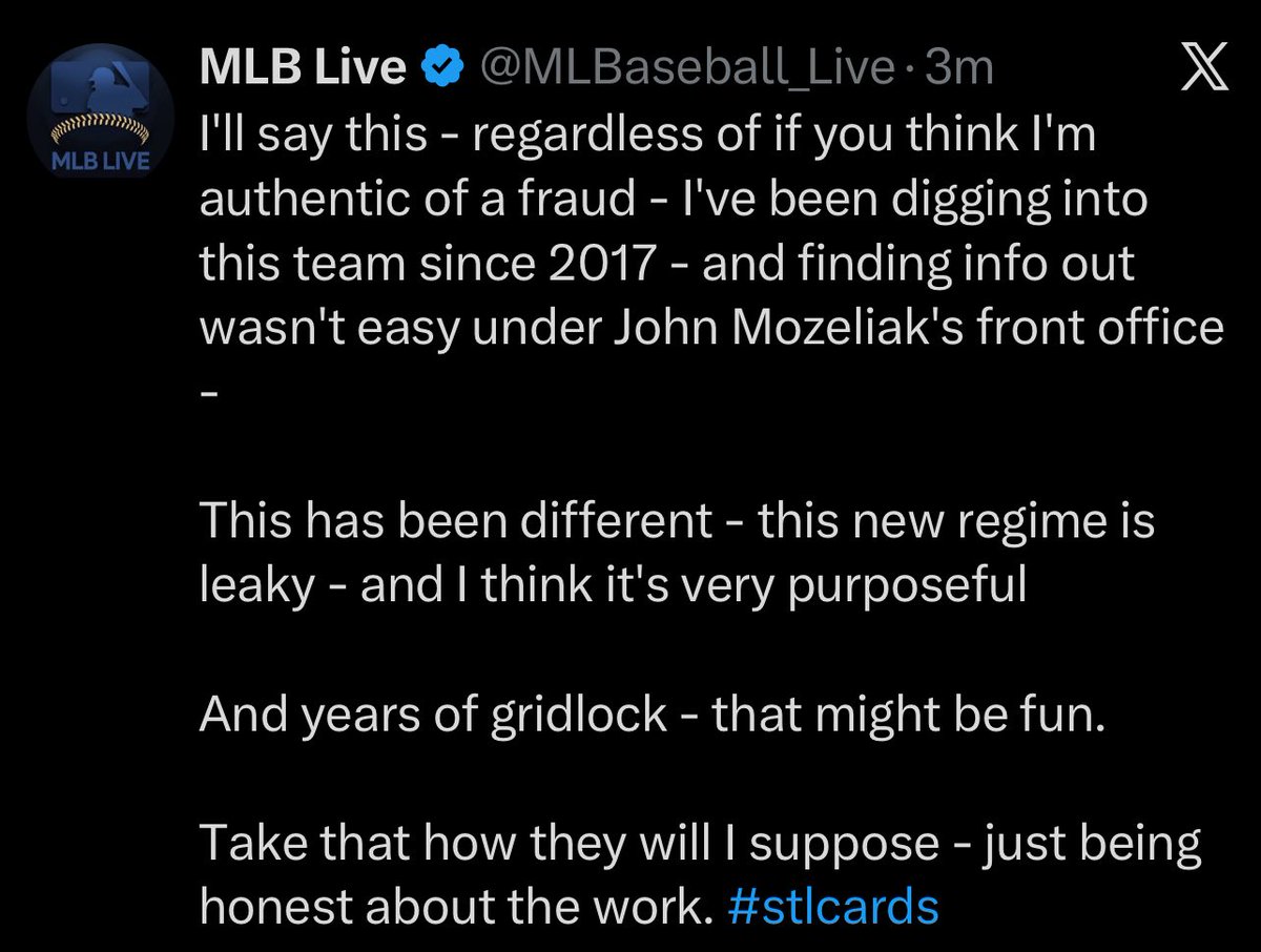 Cardinals_live's tweet photo. Is authentic fraud a third choice @MLBaseball_Live?
It was in my dream.
I had this reoccurring nightmare that John Denton was feeding me wisps of @MLB gossip that I used to spin BS to my followers as intel.
Forgive me #STLCard fans. I am addicted to ✅✅✅s. https://t.co/vtzTmRbCXu