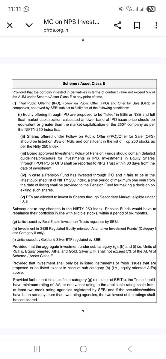 ActusDei's tweet photo. Changes in NPS get finalized! 
1) PFRDA allows gold &amp; silver ETFs in NPS
2) NPS Pension Funds can also invest in equity &amp; debt AIFs
Asset Class A to go away
Limit on both is 5% of corpus https://t.co/PYrLilQBx7