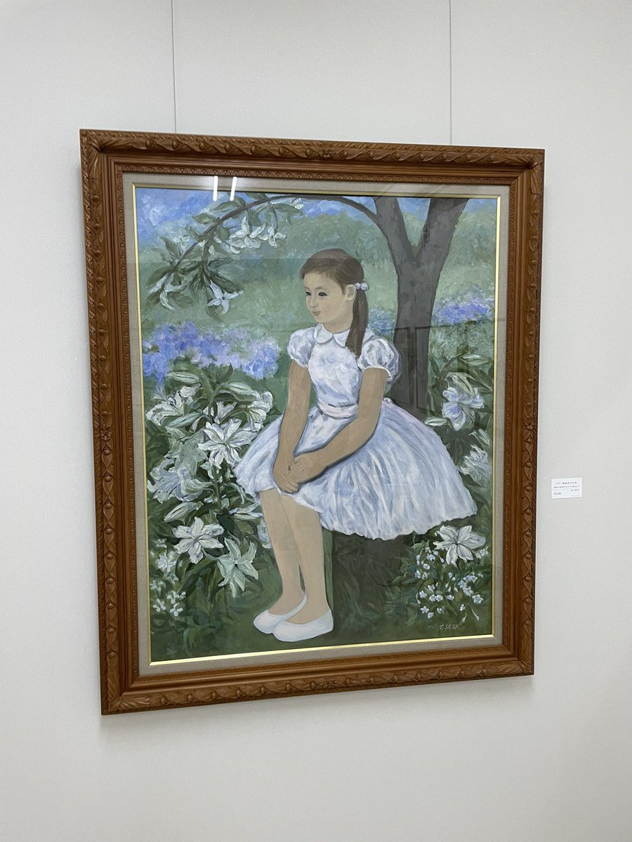 少女の油彩画 世良臣絵「少女」油彩、「トウモロコシと乾燥花」&「出世魚イナダ」油彩。