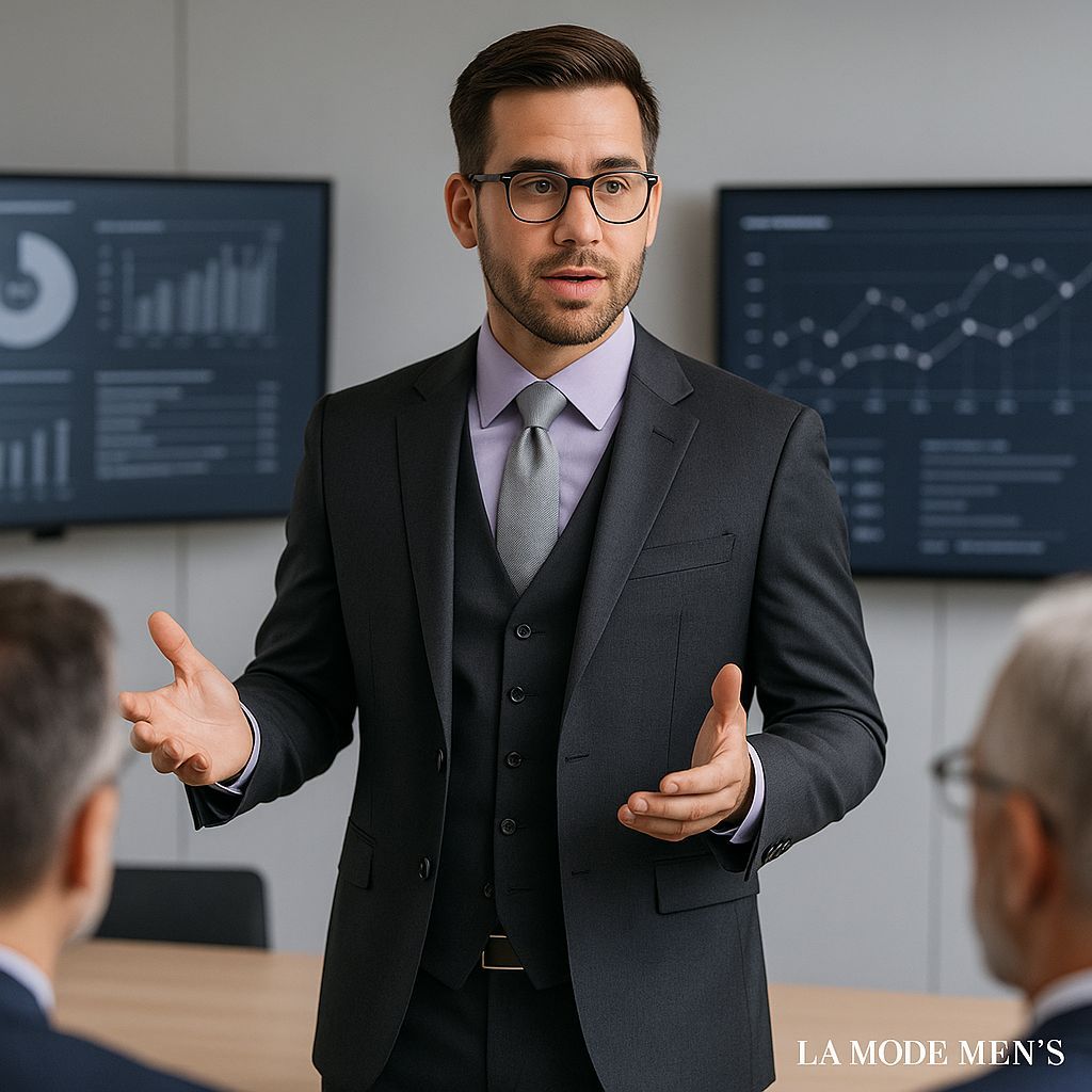 men_mode's tweet image. Innovation starts with vision—and style.
Charcoal 3-piece. Lavender shirt. Silver tie.
Built for boardroom command.
#LaModeMens #TechCEO #PowerSuit #ModernGentleman #ExecutiveStyle