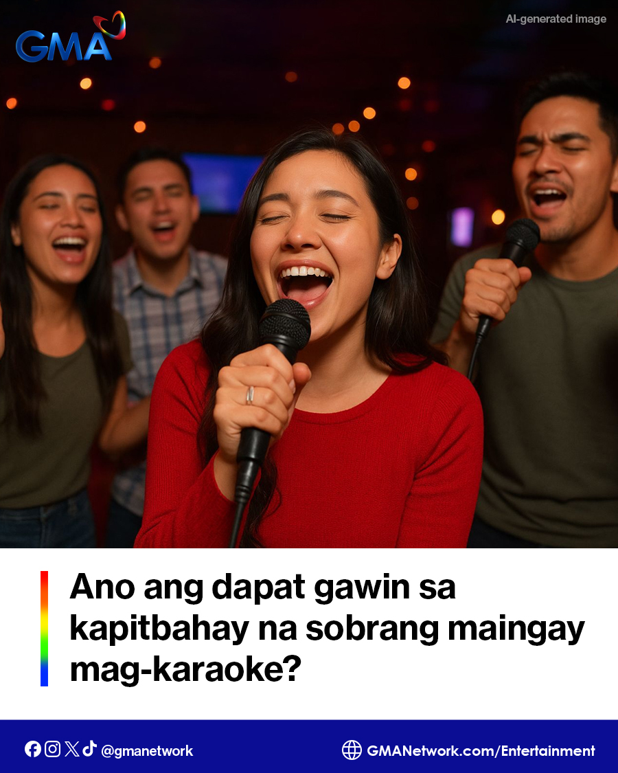 gmanetwork's tweet photo. How to handle noisy karaoke-loving neighbors? π€π
Read the article HERE: https://t.co/Exm5d3y7O8
#KapusoShowbizNews
#CIAwithBA https://t.co/MJQBBloNIe