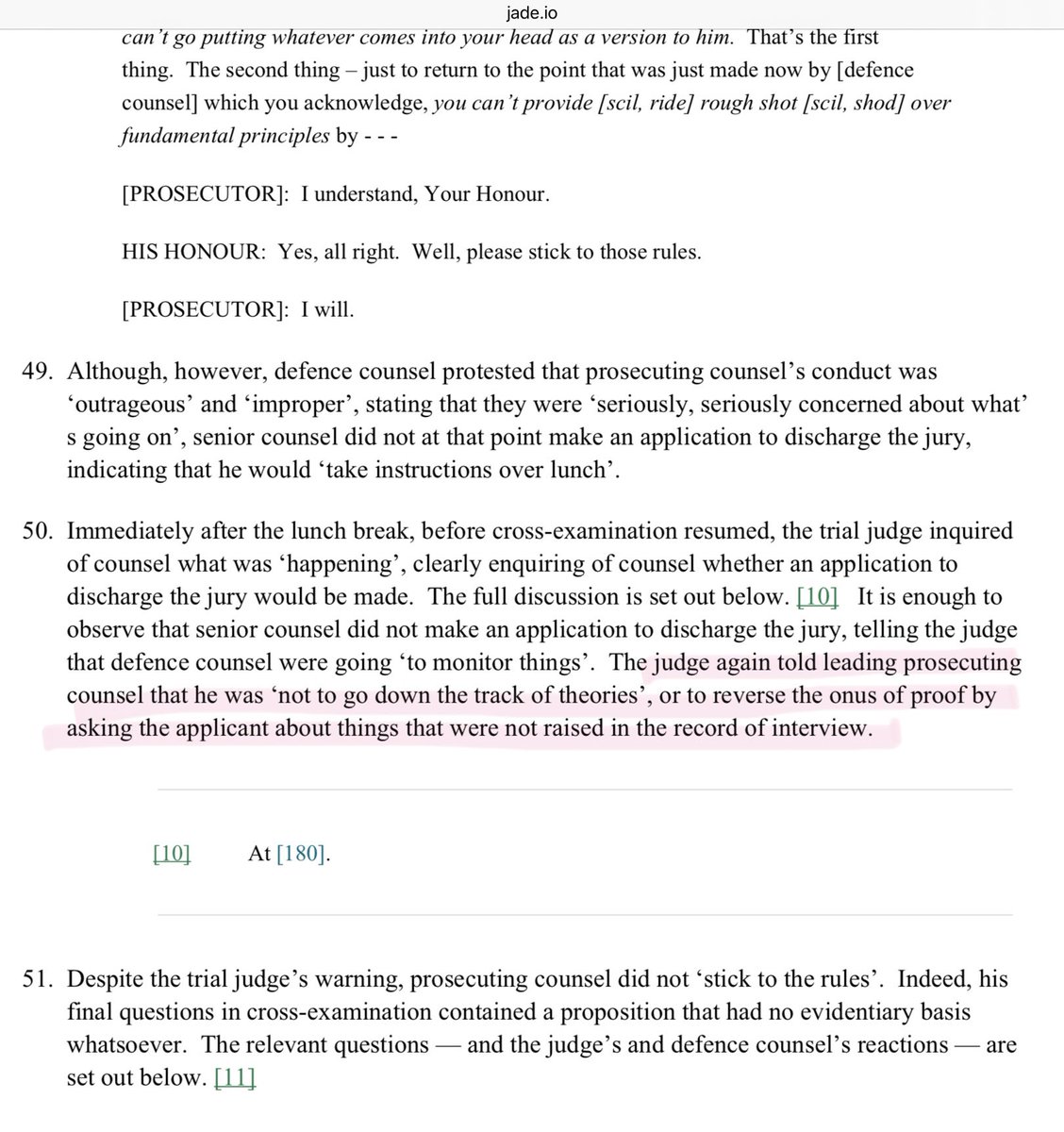 longreefbeach's tweet photo. @jeremy_gans The prosecutor stuffed up big time.. and had plenty of notice from the defence and bench. Browne v Dunn out the window. Bench described prosecutor as ‘Obdurately… not following Rules’. Another example (not) of model litigant behaviour. https://t.co/orwEbncszW