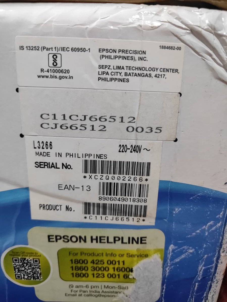valakeyur's tweet photo. @Flipkart @flipkartsupport  SN: XCZQ002266 — you can verify through the Epson portal. Selling used/defective products to customers! Check twice before ordering. Epson L3266 arrived broken, with visible damage, and is even out of warranty. #Flipkart #DefectiveProduct @amazonIN https://t.co/3wTPTqDgGe