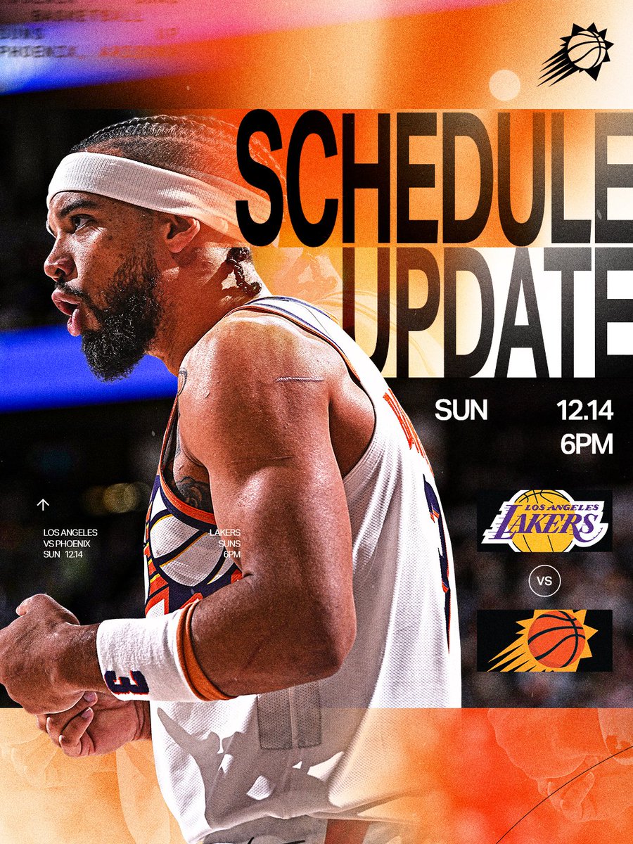Suns's tweet image. Suns ✖️ Lakers

🗓️ 12.14
🕕 6PM
📍 @MMCenter_PHX
🎟️ Tickets: bit.ly/48A1TNC