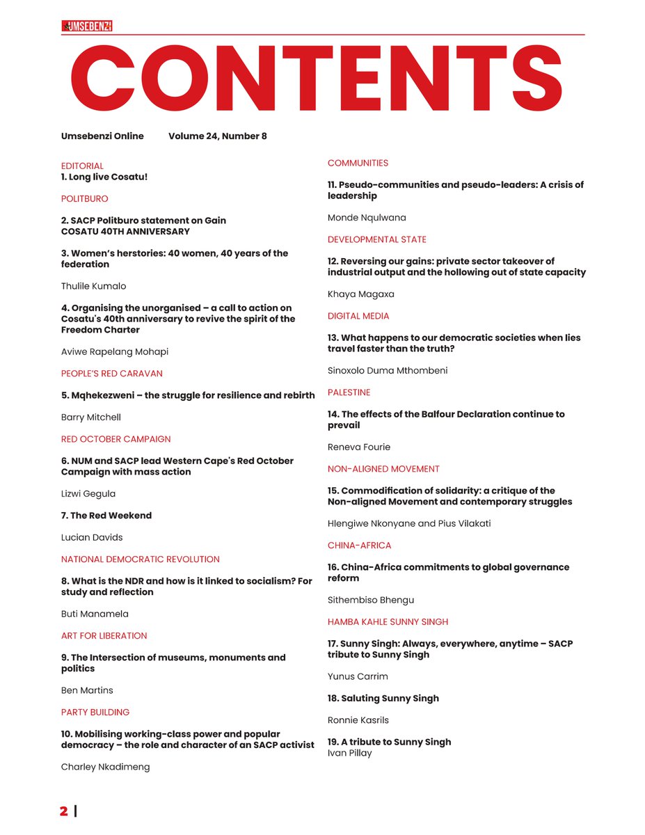 SACP1921's tweet image. Umsebenzi Online, Volume 24, No. 08

#COSATU: 40 YEARS OF STRUGGLE
@_cosatu

sacp.org.za/sites/default/…