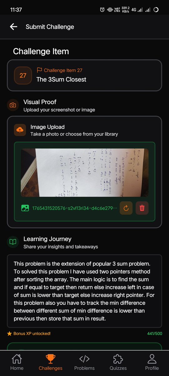 iamabhishek012's tweet image. #Day27 of #30DaysCodingChallenge
DSA with Java (Part-2) on Masterji app
Topic :  the  3 sum closest
@Hiteshdotcom @ChaiCodeHQ
