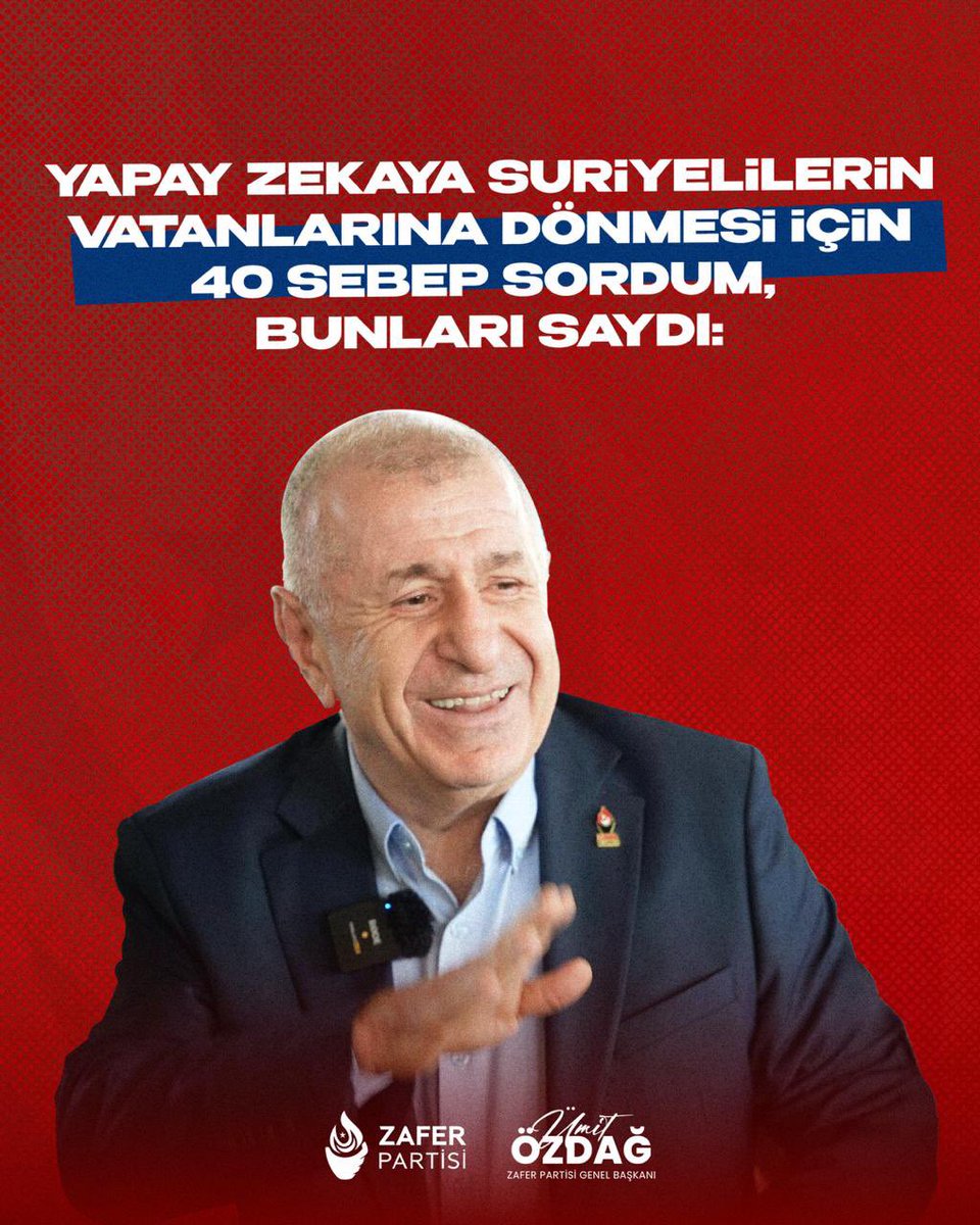 umitozdag's tweet photo. Yapay Zeka Cevapladı
Suriyelilerin Dönmesi Gerektiğine Dair 40 Madde

1. Savaşın bitmesi dönüşü makul kılar.
Artık geniş çaplı çatışma yok; güvenlik düzeyi toplumsal dönüşümleri mümkün kılacak seviyeye yaklaştı.
2. Geçici koruma hukuken geçicidir.
Statünün amacı sonsuz yerleşim değil; koşullar değiştiğinde ülkeye geri dönmeyi öngörür.
3. Suriye yeniden inşa için insan kaynağına muhtaçtır.. Göç eden kütlenin dönmemesi kalkınma, üretim ve kurumsal yeni yapılanmayı sekteye uğratır.
4. Demografik boşalma ülkenin geleceğini tehdit eder. Genç nüfusun yokluğu ekonomi, askeri kapasite ve toplum örgüsünde yapısal çöküş yaratır.
5. Yıllarca süren diaspora travması kalıcılaşmadan çözülmelidir.
Uzayan belirsizlik kimlik çatlağı, kültürel yabancılaşma ve nesiller arası kopuş üretiyor.
6. Ev sahibi ülkelerde politik baskı sürdürülemez seviyede.Toplumsal gerilim, mali yük ve kutuplaşma herkes için oyunun sonunu hazırlıyor.
7. Sosyal uyum maliyeti Avrupa ve Türkiye’de zirvede.Dil, eğitim, konut ve sağlık harcamaları sürdürülebilir sınırları zorluyor.
8. Ekonomik yük uzun vadede seçmen tepkisi üretiyor. Vergi baskısı, sosyal yardım tartışmaları ve işgücü rekabeti gerilim yaratıyor.
9. Entegrasyon kapasitesi birçok ülkede doldu. Sistem yeni gelenleri kaldıramıyor; var olanları da verimli bütünleyemiyor.
10. Geri dönüş kalkınmayı doğrudan hızlandırır. İmar, lojistik, tarım ve hizmet sektörleri nüfus geri gelmeden toparlanamaz.
11. Geri dönenlerin rolü kurumsal yeniden yapılanmada kritiktir. Diaspora deneyimi idari kültürün yenilenmesi için önemli kaldıraç sağlar.
12. Suriye’nin ulusal egemenliği nüfus kaybıyla zayıflar.  Ülke doldurulamayan boşluklar nedeniyle bölgesel etki gücünü kaybeder.
13. Uluslararası hukuk dönüşü meşru kabul eder. Koruma statüsü temel olarak geçici güvenlik riskine bağlıdır.
14. Güvenli bölgeler genişliyor ve yönetim istikrarlaşıyor. Kontrol alanları, altyapı ve kamu hizmetleri adım adım düzenli hale geliyor.
15. Kalıcı göç entegrasyon krizlerini kalıcılaştırır. Sosyopolitik gerginlikler 10–20 yıllık yeni çatışma hatları doğurur.
16. Üçüncü kuşak kopukluğu geri dönüşü imkânsızlaştırır. Bugün dönülmezse kimlik bağları geri döndürülemez biçimde çözülecek.
17. Suriye’nin işgücü yapısı çökmüş durumda. Usta, teknisyen, doktor ve öğretmen geri dönmeden ekonomik toparlanma imkânsızdır.
18. Boşalan şehirler ekonomik ölçeği kaybediyor.  Kritik kent eşiğinin altına düşen nüfus, hizmetleri ve yatırımı çökertiyor.
19. Ev sahibi ülkelerde güvenlik kaygıları arttı.Düzensiz yapı, sosyoekonomik baskı ve kültürel çelişkiler risk üretir.
20. Suriye’nin sosyal dokusu sapmaya uğradı. Kitlelerin yokluğu aile, mahalli teşkilatlanma ve toplumsal sermayeyi zedeliyor.
21. Geri dönüş uluslararası finans desteğini artırır. Yatırımcılar nüfus hareketliliği olmadan büyük projelere girmiyor.
22. Kapsamlı dönüş programı göçü kontrollü normalleştirir.Planlı süreç hem ev sahibi hem kaynak ülke için kriz azaltıcıdır.
23. Yeni Suriye’nin siyaseti nüfus dönüşü olmadan temsilî olamaz.Demokratik meşruiyet için yerinden edilmiş kitle şarttır.
24. Diasporadaki parçalanma toplumu zayıflatıyor. Farklı kültürlerde dağılmış topluluklar ortak gelecek oluşturamıyor.
25. Ekonomik döngü için iç talep geri gelmeli.Pazar büyüklüğü olmadan üretim ve istihdam gerçekçi olmaz.
26. Uzakta kalmak travmayı büyütüyor.
Belirsizlik, aidiyet kaybı ve gelecek korkusu diaspora psikolojisini bozuyor.
27. Genç nüfusun kalışı Suriye’yi yaşlandırıyor.Demografik piramit tersine dönüyor; bu sürdürülemez.
28. Geri dönüş güven tesisinin doğal adımıdır.Ülkeye dönüş yeni yönetime toplumsal onay sağlar.
29. Suriye’nin kurumsal hafızası diaspora nedeniyle kopuyor.Geri dönmeyen eğitimli gruplar devlete beyin boşalması yaşatıyor.
30. Yerinden edilme süresinin uzaması maliyeti katlıyor.Her yıl artan sosyal harcamalar ev sahibi ülkelerde sürdürülemez.
31. İmar fonlarının etkinliği nüfusla doğru orantılı.Dönüş olmadan finansman sadece kâğıt üzerinde kalır.