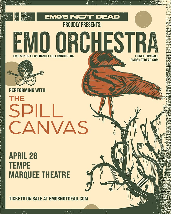 Emo goes symphonic 🖤
Emo Orchestra ft. The Spill Canvas hits Marquee Theatre in Tempe on April 28.

🎻 Get ready for a full-on emotional ride.
🎟️ sovrn.co/1b93pwf

#EmoOrchestra #TheSpillCanvas #EmosNotDead