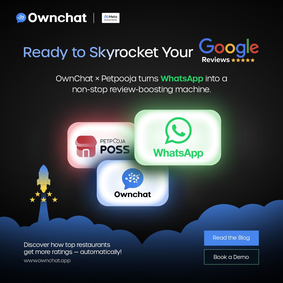 Ownchatofficial's tweet image. 🚀 Turn customers into 5⭐ Google reviews — automatically. OwnChat × Petpooja helps restaurants boost ratings using WhatsApp automation.

Read the blog: ownchat.app/blog/google-re…
Book a Demo: bit.ly/48Z5Iff

#RestaurantMarketing #GoogleReviews #WhatsAppAutomation