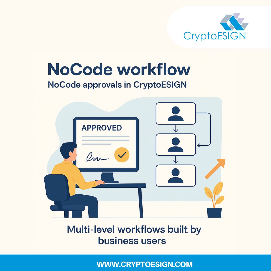 CryptoESIGN_'s tweet image. NoCode workflows in CryptoESIGN empower teams to build multi-level approvals without any technical skills. Streamline digital signing with automated, business-driven workflows that boost accuracy and efficiency.
cryptoesign.com
#NoCode #DigitalWorkflow #CryptoESIGN