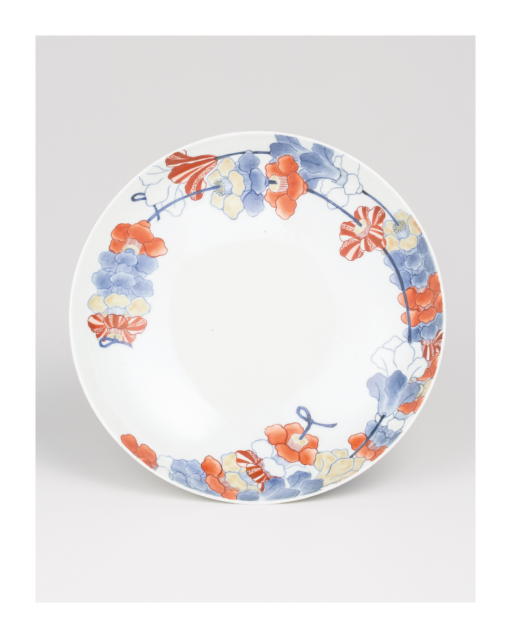 第836回 古美術セール Lot 510 「鍋島色絵椿繋文七寸皿」 EST