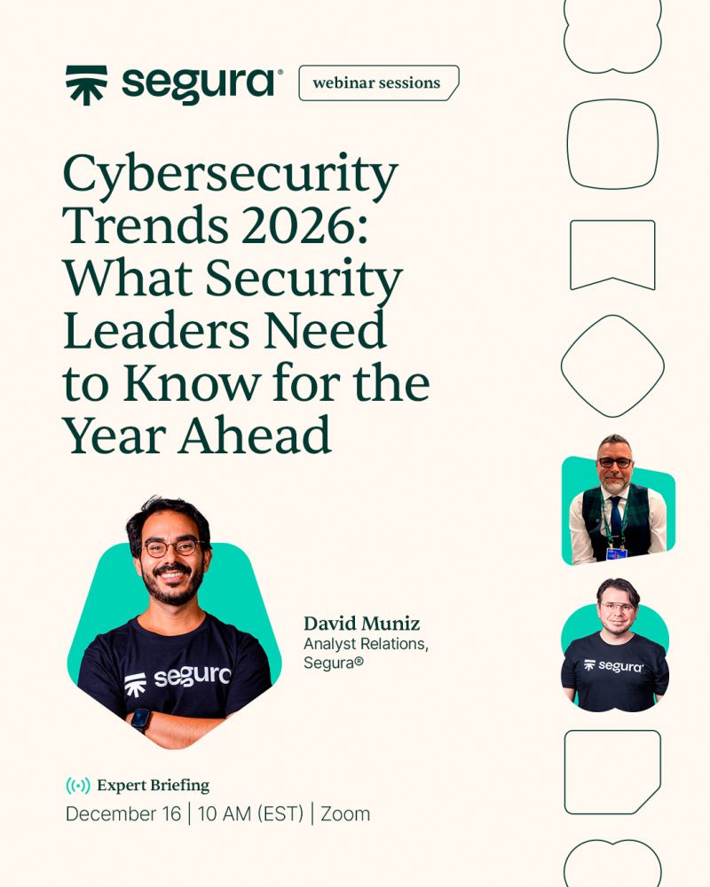 ServeCorr's tweet image. As we approach 2026, cybersecurity is entering one of its most transformative phase.

Join @segura_security's next webinar to learn what security leaders really need to focus on for the year ahead.

Dec 16 @ 10 AM (ET)
Register: hubs.ly/Q03WXfW10

#Cybersecurity #Segura