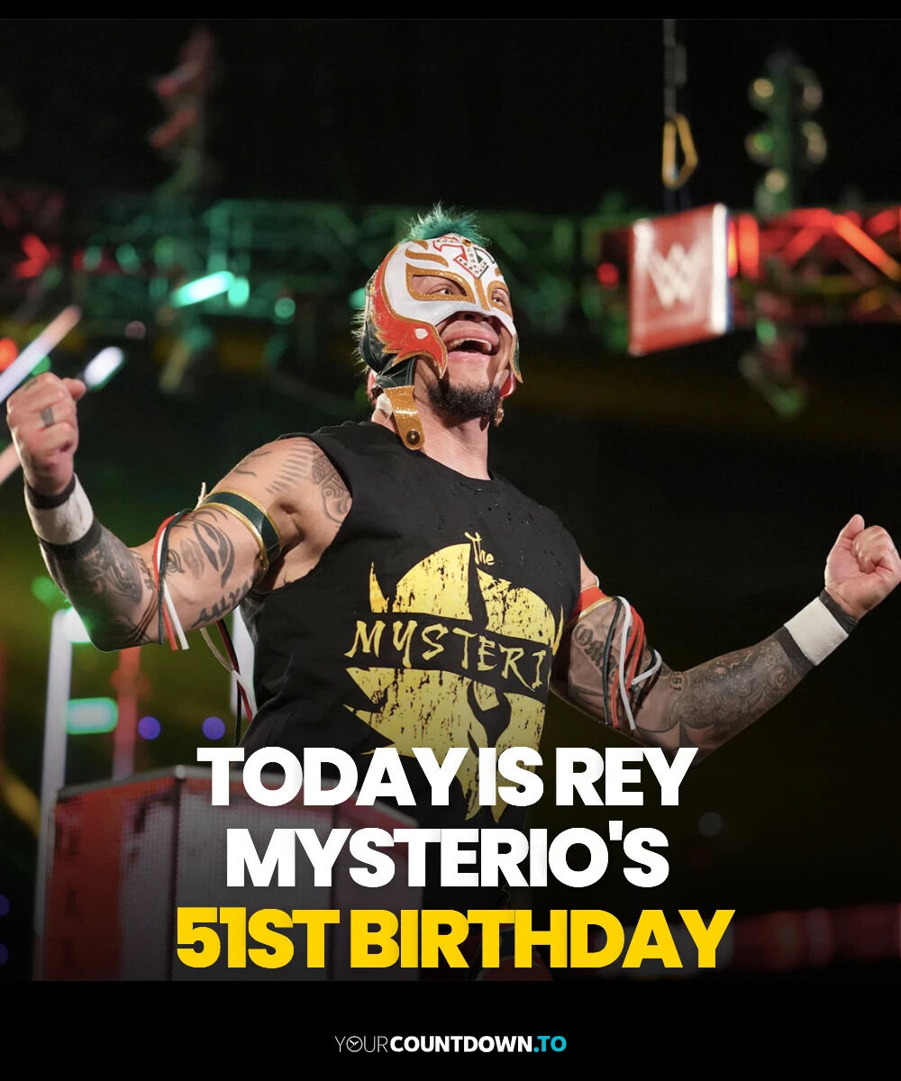 YourCountdownTo's tweet image. Mask on, gravity off. At 51, Rey Mysterio’s still pulling off moves that look straight out of a superhero movie. The real-life Spider-Man of the ring — no CGI needed. 🕷️💫 #ReyMysterio #LuchaLegend
