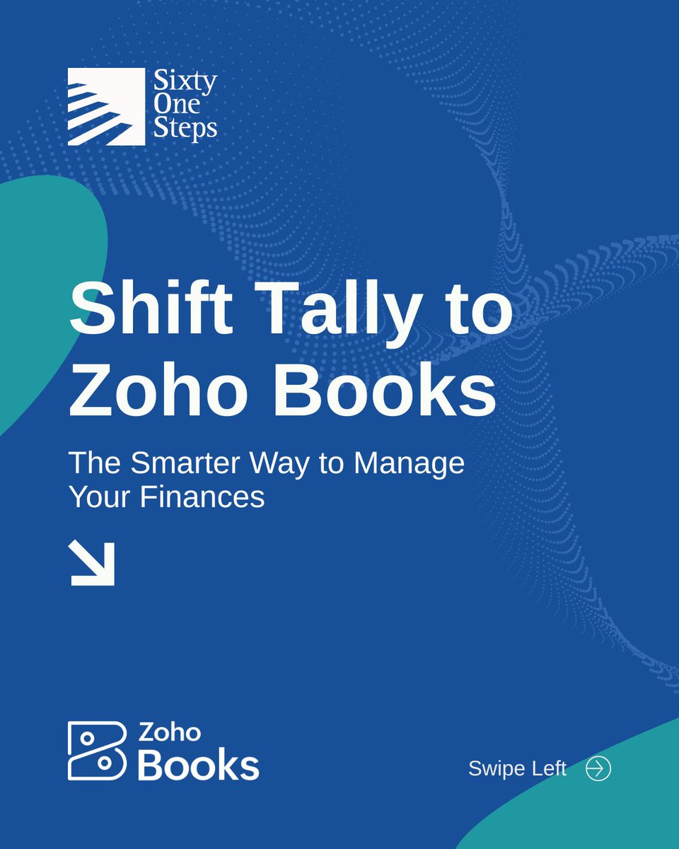 Sixty_One_Steps's tweet photo. Why Zoho Books?

✓ Cloud-based access
✓ Automated bank feeds
✓ Real-time dashboards
✓ GST-compliant
✓ Saves 10-20 hrs/month

Ready to modernise? Let's talk.

DM for a free consultation

https://t.co/WveLXGrRqt 

#ZohoBooks #TallyMigration #CloudAccounting https://t.co/yEIOoT2a4o