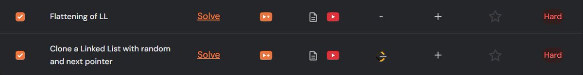 amanrajput_ar17's tweet image. Day_54 of #100DaysOfCode (Late post)
10/12 #TUFWinterArc @takeUforward_ @striver_79 
&amp;gt; Today's work :
- Clone a Linked List with random and next pointer
- Flattening of LL

# Solved only 2 hard problems today not able to solve on the first attempt took me a total of 6 hours.…